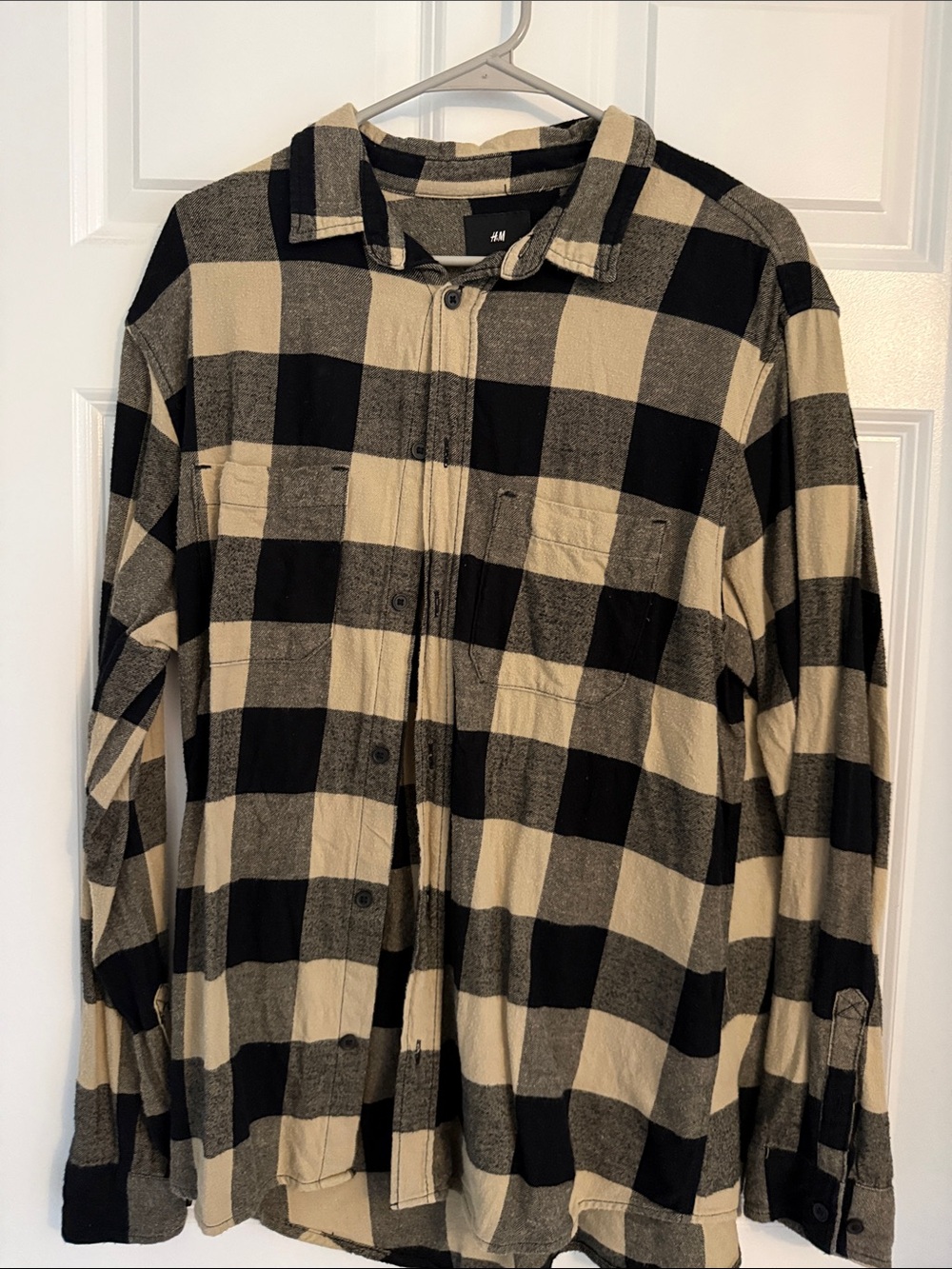 H&M Black and Beige Check Flannel Shirt